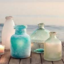 Aqua Blue Sea Green Glass Vases