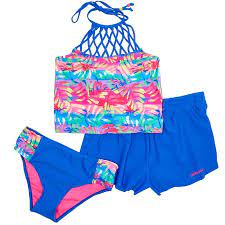 See more ideas about swimsuits, cute bathing suits, cute swimsuits. Girls Print Lattice Neck 3 Piece Tankini Swimsuit 7 16 Swimwear Girls Bigger Girl Outfits Girls Bathing Suits