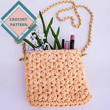 Crochet Purse Pattern With Tshirt Yarn. Crochet Bag Wallet Pattern, Project  Crossbody Bag Crochet Pattern.
