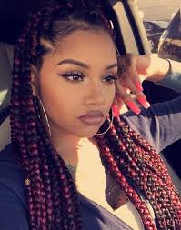 Medium Black And Burgundy Box Braids Box Braids Protective Style Hair Styles Box Braids Hairstyles Braided Hairstyles