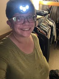 Using a headlamp for closet organization