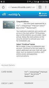 I am looking into applying for a citi bank cc. Approved Citi Aadvantage Platinum Select Wor Myfico Forums 4823804
