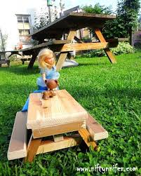 Wood Barbie S Picnic Table Diy Picnic Table Picnic Table Build A Picnic Table
