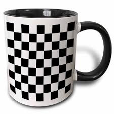 Black And White Checkered Coffee Mugs 3drose Check Black And White Pattern Checkered Checked Squares Chess Checkerboard Or Racing Car Race Flag Two Tone Black Mug 11oz Mugs Coffee Mugs Mugs Set