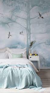 Forest Wallpaper Tree Wallpaper Hovia Watercolor Wallpaper Blue Watercolor Wallpaper Bedroom Murals