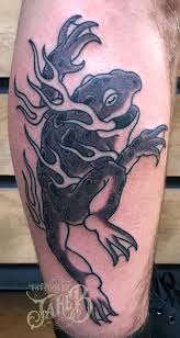 Frog tattoo designs arrive in multiplicity of elastic designs along with other innumerable inherent fads. Black Grey Traditional Frog Tattoo Tattoos By Jake B