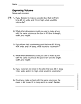 Grade 9 algebra word problems worksheet pdf Exploring Volume Printable 5th Grade Teachervision