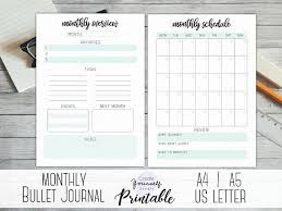 Printable Monthly Bullet Journal Monthly Log Monthly Planner Dot Grid Planner Printable Monthly Planner A4 A5 Us Letter Size Journal Bullet Journal Starter Kit Bullet Journal Dot Grid Planner