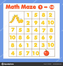 Educatiional Kinderen Spel Wiskunde Doolhof Labyrint Met Getallen Tellen Van Een Tot Tien Dieren Thema Activiteit Voor Peuters En Kinderen Stockvector C Bonnyheize Gmail Com 270456832