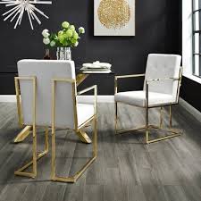 Everly Quinn Bellamy Chrome Upholstered Dining Chair Wayfair In 2020 White Leather Dining Chairs Gold Dining Chairs Dining Chair Design