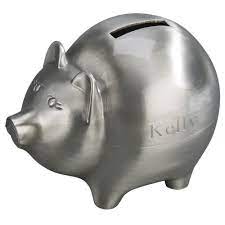 Check spelling or type a new query. Personalized Large Pewter Finish Metal Piggy Bank Famous Favors