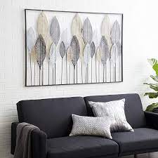 Metal wall decor wavy abstract contemporary pieces harmony sculpture shay miles aluminum modern inspiring. Buy Deco 79 65650 Large Textured Brown White Gray Black Metal Leaf Wall Art 59 X37 Rdquo Online In Indonesia B01n2bgsfo