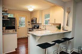 The design of the cabin is designed to the harsh weather of new england coastal residentials; Teeny Kitchen 1950 S Blow Out Wall Gorgeous Granite Subway Tile And Modern Hardware Ba Small House Kitchen Remodel Cape Cod Renovation Cape Cod Style House
