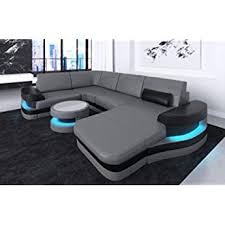Arbd Wohnlandschaft Couchgarnitur U Form Rocky Mit Schlaffunktion 325 X205cm Schwarz Grau Ottomane Rechts Amazon De Kuche In 2020 Ecksofa Sofa Modernes Ledersofa