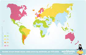 Compared to other cancers, female breast cancer is fairly common. 1 Incidence Rates Of Breast Cancer Worldwide Pink Being The Highest Download Scientific Diagram