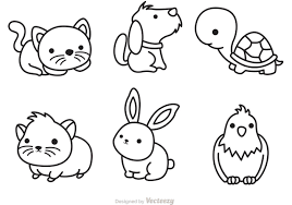 Cute Pets Outline Vector Jpg 1400 980 Cat And Dog Tattoo Cute Kawaii Animals Turtle Drawing