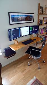 Hanging Desk 3 Monitor Workspace Office Desk Designs Home Desk Design