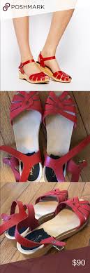 Red Low Platform Swedish Hasbeens 38 Super Cute And Barely