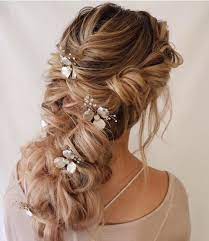 Untamed Petals Lupin Bridal Hair Pins Flower Hairpins With Opal Center Bridal Hair Updo Sideswept Hair Styles Bridal Flower Hair Pins Beautiful Wedding Hair