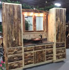 Bathroom vanities add an elegant touch while also offering a convenient place to get ready for your day. Rustic Log Cabin Bathroom Vanity From Dutchcrafters Amish Furniture