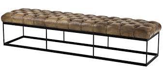 Casa Padrino Luxus Sitzbank Chesterfield Echtleder Olive Braun Extralanger Hocker Mbel Schlafzimmer Wohnzimme Eclectic Benches Metal Bench Welded Furniture