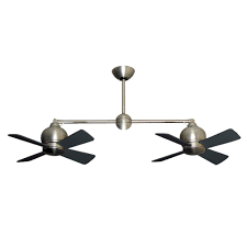 Metropolitan Dual Motor Ceiling Fan Modern Styling With Halogen Light Satin Steel