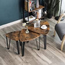 Amazon Com Songmics Vintage End Table 2 Tier Side Table With Storage Shelf For Living Room Wood Look Nesting Coffee Tables Coffee Table Coffee Table Setting