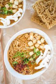 Easy Vegan Ramen Noodle Soup With Baked Tofu Cubes Recipe Vegan Ramen Flavorful Vegetables Ramen Noodles