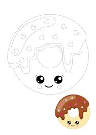 Kawaii Donut Coloring Page For Kids Donut Coloring Page Coloring Pages Kawaii Printables