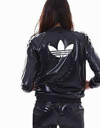 Us 6 Adidas Women S 2pc Set Wet Look Supergirl Track Jacket Track Pants Adidas Jacket Women Adidas Originals Women Tracksuit