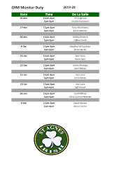 Gym Monitor & Set-Up Schedule