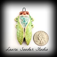 Cicada Pendant Cicada Jewelry Jewelry Pendant Ceramic Jewelry Raku Jewelry  Raku Cicada Longevity Insect Bug Jewelry Mothers Day Gift