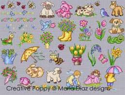 They are bright and fun! Maria Diaz Spring Mini Motifs Cross Stitch