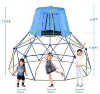 10ft Blue Kids Geometric Climbing Dome with Canopy and Playmat [NEW]