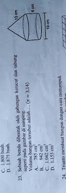 Check spelling or type a new query. Sebuah Benda Dibentuk Oleh Gabungan Kerucut Dan Tabung Seperti Pada Gambar Di Samping Volume Brainly Co Id