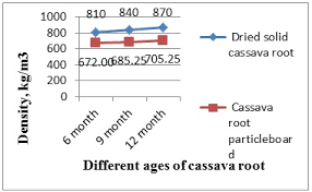 Density Kg M 3 Of Different Ages Cassava Root Based On