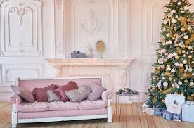 Christmas living room background images. Luxury Living Room Interior With Sofa Decorated Chic Christmas Tree Gifts And Pillows Classic Interior In Pink Shades Christmas Stock Photo Image Of Pillow Hotel 164839168