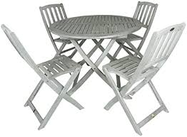 Both the dining table and upholstered chairs are very well made and sturdy which is great for a heavily. Charles Bentley Fsc Acacia White Washed Wooden Outdoor Garden Patio Dining Set Table With 4 Chairs Chair Max User Weight 160kg Amazon Co Uk Kitchen Home