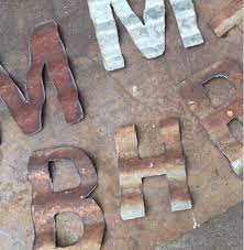 14 Quot Corrugated Metal Letters Sheet Metal Crafts Metal Letters Metal Letter Decor