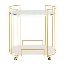 Gold coast mirror and gold bar hall table. Lumisource Canary Mirrored Bar Cart In Gold Metal And White Marble Btc Cnry Au Wmb The Home Depot