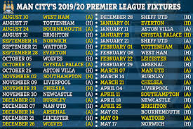 Find manchester city fixtures, tomorrow's matches and all of the current season's manchester city scheduled matches. Man City Premier League Fixtures 2019 20 Champions Kick Off Title Defence At West Ham