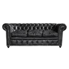 Eine umfangreiche auswahl an sofas mit bezügen aus leder und kunstleder in den unterschiedlichsten ausführungen an, die. Ausziehbares Gestepptes Sofa 3 Sitzer Aus Leder Schwarz Vintage Chesterfield Maisons Du Monde