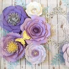 Large Paper Flowers Set Of 12 Purple Lavender And Lilac Etsy Large Paper Flowers Paper Flowers Paper Flower Wall Decor