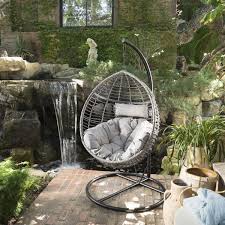 leasa outdoor wicker hanging teardrop egg chair patio erker bench