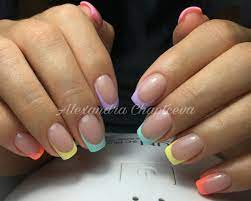 Clear nail polish, which can be used as a topcoat for a french manicure. Colored French Manicure 100 Of The Brightest Design Ideas Confetissimo Women S Blog