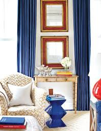 Tone down the brightness by choosing darker shades like navy and mustard yellow. Cobalt Blue Drapes Design Ideas