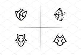 Minimalist Outline Wolf Logo Pack Geometric Logo Geometric Wolf Minimalist Logo Design