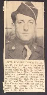SGT Robert Owen “Bob or Buck” Thomas (1920-1945)