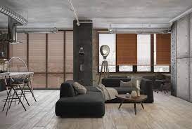 俄羅斯室內設計師 eugene shvetsov 在此案規劃中 除了以老舊頹靡的紅磚牆 水泥柱作為工業風的重點元素 為了避免黑灰色調容易產生壓迫感 客廳淺灰水泥天花板搭配白色烤漆鐵件的 interior architecture design house design interior design magazine