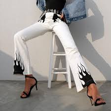 Flame Flare Pants In 2019 Flame Pants Flare Pants White